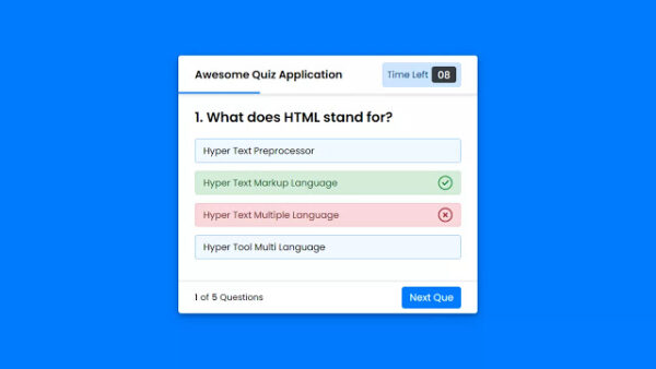 Home Javascript Crea un’app per quiz con timer usando HTML CSS e JavaScript Crea un’app per quiz con timer utilizzando HTML CSS e JavaScript